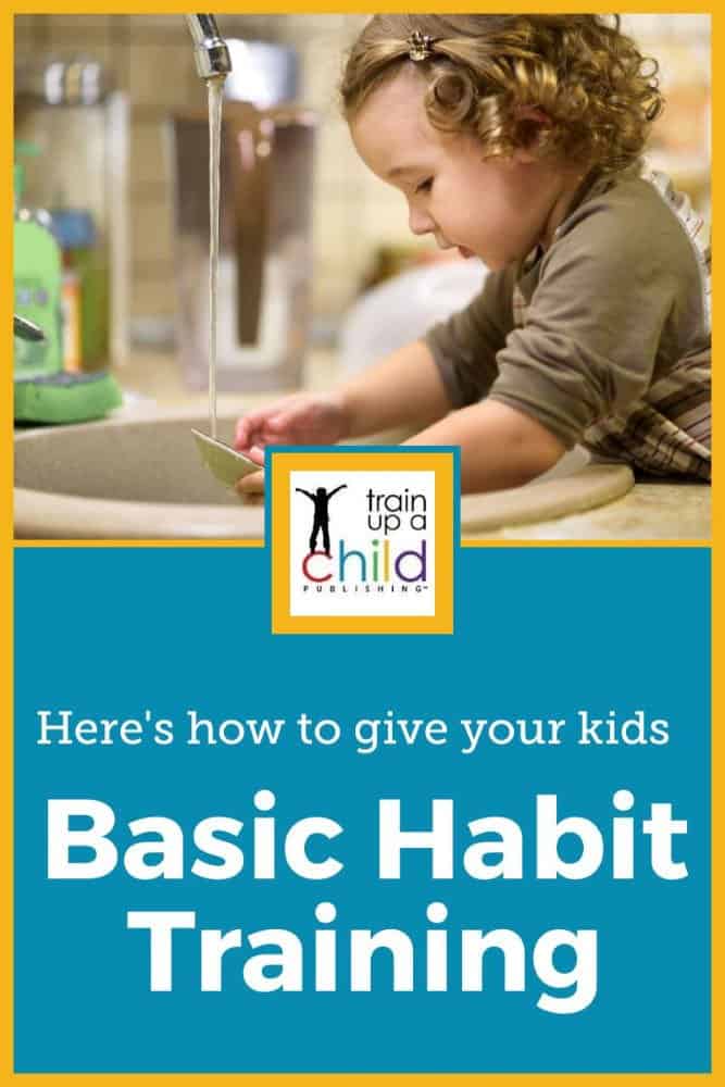 Basic habit training: picture of a little girl cleaning