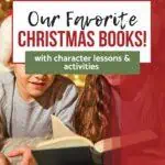 Mom and child reading favorite Christmas books together
