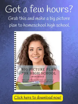 graphic of student holding her big picture plan for homeschooling high school